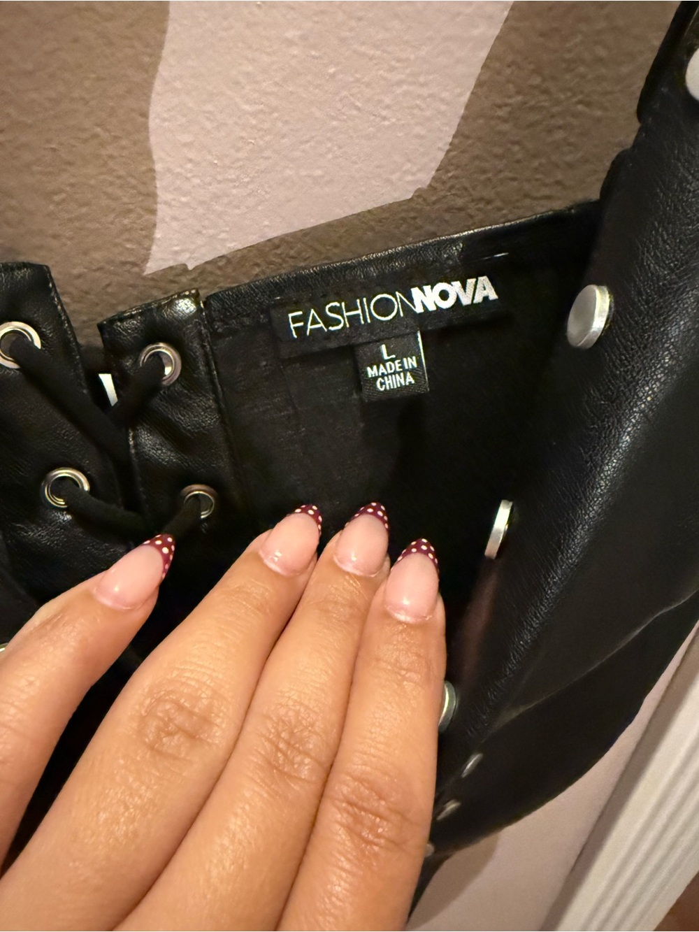 Fashion Nova Black Faux Leather Lace-Up Corset Top - Picture 3 of 4